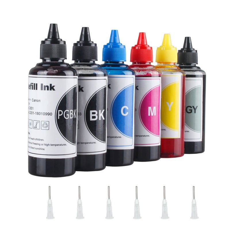 TBTeek Printer Refill Ink Dye Bottles Kit for Refillable Cartridges and CISS, for PIXMA MG7720, MG7520, TS9020, IP8720, MP980, MP990, MG8120, MG8120B - Image 1